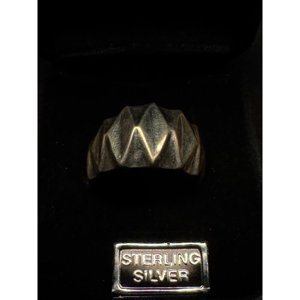Vintage 925 Silver Geometric Texture Size 8